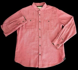 Camicia Reef rosa/rosso con bottoni 100% cotone uomo taglia M manica lunga polsino ribaltabile - Foto 1 di 13