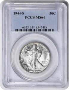 1944-S/S Walking Liberty Half Dollar RPM 1 MS64 PCGS - Picture 1 of 2