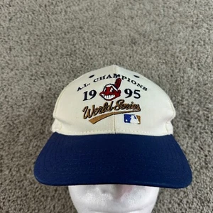 VINTAGE 1995 Cleveland Indians World Series Hat Mens Chief Wahoo Snapback Twins - Picture 1 of 12