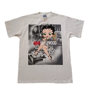 Vtg Betty Boop T Shirt Mens L White BBNY Hollywood Graphic Short Sleeve 90s NWT - Picture 1 of 16