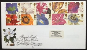 GB QEII 1997 Grüße Blumen Set auf adressiertem Ersttagsbrief, FDI Tonbridge - Bild 1 von 2