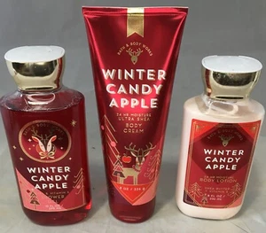 Bath & Body Works Winter Candy Apfelcreme Lotion und Duschgel 3-teiliges Set Neu - Bild 1 von 4
