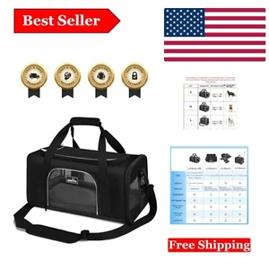 Durable & Stylish Dog Carrier with 4 Mesh Windows and Locking Zippers - Black - Picture 1 of 12