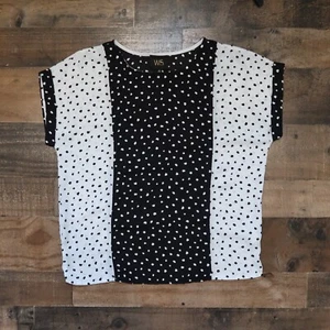 W5 Walter Baker Womans Small Black & White Spotted Dot Top Anthropologie - Picture 1 of 5