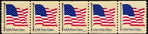 US Stamp Scott # 4133 Plate # S1111 Strip of 5 PNC5 Used Non-Denominated US Flag - Picture 1 of 1