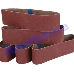 5PC 4 x 24 INCH WOOD SANDING SANDPAPER CLOTH BELT SANDER ALUMINUM OXIDE 120 GRIT - Picture 1 of 3