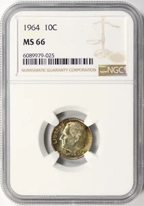 Moneda de diez centavos Roosevelt 1964 10c NGC MS66 - Imagen 1 de 4