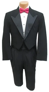 Men's Black Raffinati Tuxedo Tailcoat Mardi Gras Long Tails Mason Wedding 42XL - Picture 1 of 5