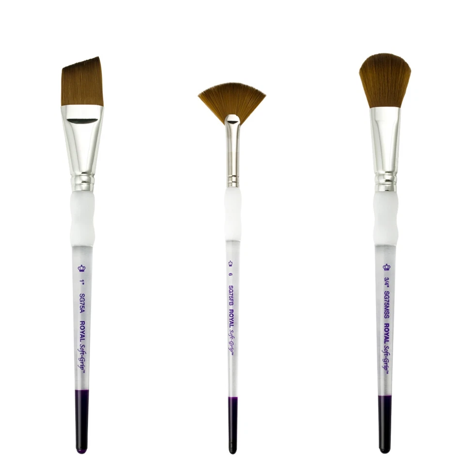 Royal & Langnickel Poignée Souple Synthétique Sable Aquarelle Peinture Brosses - Photo 1/1