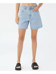 COTTON ON Womens Light Blue Denim Pocketed Zippered Button Closure Shorts 14 - Picture 1 of 1