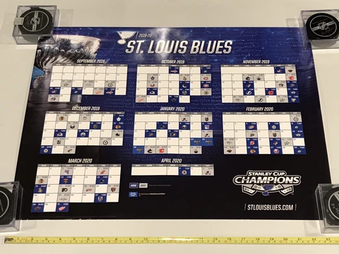 2019-2020 19-20 Season Schedule Calendar Team Poster St. Louis Blues NHL Hockey Cover
