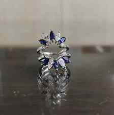 2Ct Marquise Lab Created Sapphire Wrap Guard Enhancer Ring 14K White Gold Plated