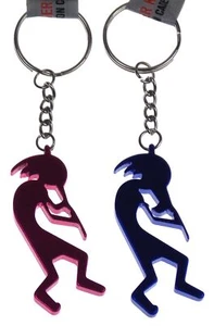Kokopelli Tänzerin Schlüsselanhänger Flaschenöffner 2er Set blau rosa Metall Weihnachten Geburtstag Geschenk - Bild 1 von 2