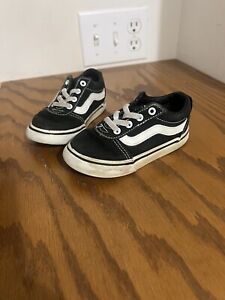 Vans Off the Wall Toddler Old School V Shoes Black White Size 7 Slip On Sneakers