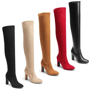 Over The Knee Boots for Women Knee High Boots Almond Toe Thigh High Boots - Picture 1 of 15