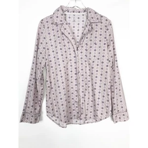 Victorias Secret Pajama Top Womens Medium Purple Geometric Button Up Sleep Shirt - Picture 1 of 6