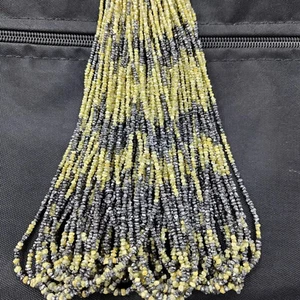 Natural Rough Black & Yellow Diamond Uncut Raw Beads 16"Inc Diamond Necklace - Picture 1 of 5