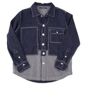 Handpicked Two-Tone Cotton and Linen Denim Workwear Shirt-Jacket L NWT - Picture 1 of 8