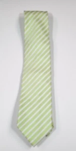 Puccini Stripe 100% Polyester Necktie Tie Green White  - Picture 1 of 5