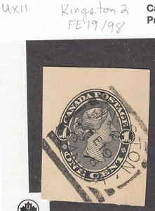 Canada: #Ux11 1c QV, Kingston 2 Squared Circle, 1898 Cancel on Cut Square Used - Picture 1 of 1