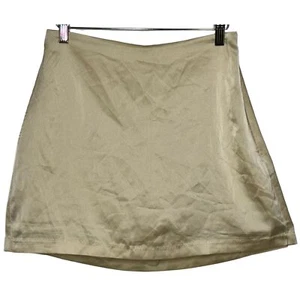 NUOVO Abercrombie & Fitch oro raso zip minigonna pantaloncino donna taglia M - Foto 1 di 8