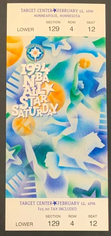 1994 NBA All Star Saturday Full Unused Ticket Target Center Minnesota Pippen MVP Cover