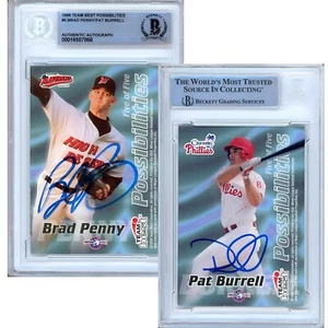 1999 Team Best Possibilities #5 Brad Penny Pat Burrell Dual AUTO RC Beckett Slab - Picture 1 of 6