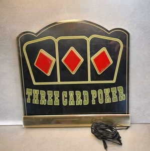 Vintage Las Vegas Casino Three Card Poker Table Display Sign - Picture 1 of 6