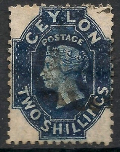 Ceylon Stamps 1864 Two Shillings Steel-Blue Used - Picture 1 of 1