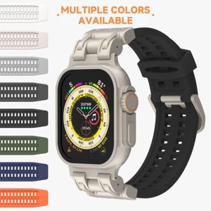 Silikonarmband für Apple Watch Ultra/10/9/8/7/6 42/44/45/46/49mm Metallstecker - Bild 1 von 17
