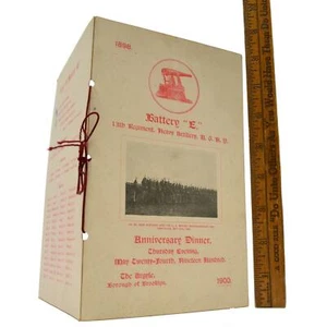 Antike MILITÄR JUBILÄUMS DINNER EINLADUNG, 1900 Batterie "E" SCHWERE ARTILLERIE - Bild 1 von 8