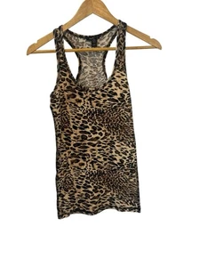 Women’s Leopard Print Tank Top Medium Scoop Neck Stretch Fitted Shirt M - Picture 1 of 9