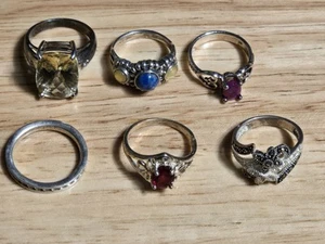Vintage Sterling Silver Ring Lot 6 Rings  - Picture 1 of 24