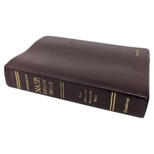 Vintage NASB Study Bible - Burgandy Genuine Leather - 1999 - Picture 1 of 14