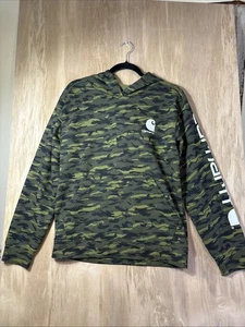 Carhartt Felpa con Cappuccio Youth Large 14-16 Verde Mimetico con Logo Bianco Manica Felpa Morbida - Foto 1 di 6