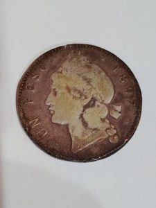 Dominican Republic, 1 Peso 1897, Silver crown coin - Picture 1 of 5