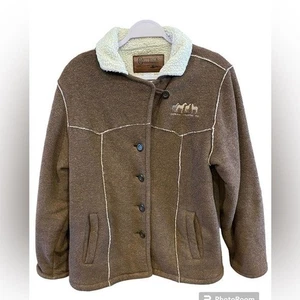 Outback Trading Co Alpine Ponies Jacket Sz S Brown Cream Sherpa Lining Western - Picture 1 of 10