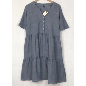 Neu mit Etikett North River Outfitters Baumwoll-Chambray-Kleid L Stufen Landhaus Strand Küste - Bild 1 von 9