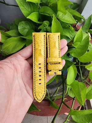 Correa de reloj 24/22 mm amarilla 100 % genuina patas de avestruz cuero piel PARA PAM Foto 1 de 4