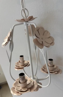 Simply Shabby Chic Metal Chandelier Floral Tole Pink White Flower Target 2008 - Image 1 of 4