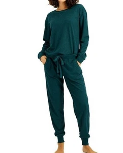Jenni Women's  Waffle Knit 2-PIece Pajama Set, Green, Large - Picture 1 of 4