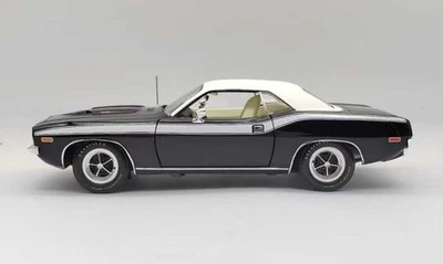 ACME 1/18 1972 Plymouth Cuda Black White Vinyl Top A1806137 Diecast Model Car - Immagine 1 di 4