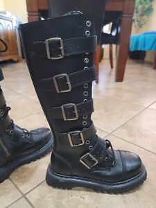 Demonia RIOT-20 Men's Combat Boots Shoe Size 7 Men's Black Leather