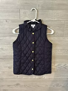 Crown & Ivy Kids Vests Quilted Girls Large Navy Blue Gold Snap Ruffle Sleeveless - Picture 1 of 4