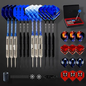 12 Pack Metal Tip Darts Set 26g with Aluminum Shafts, Flights & Accessories - Picture 1 of 5