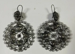 Federico Jimenez Sterling Silver Oaxaca Filigree Earrings 19.9 Grams - Picture 1 of 6