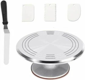 12" Aluminum Cake Turntable Set Kit Kitchen Decorating Revolving Display Stand - Picture 1 of 12