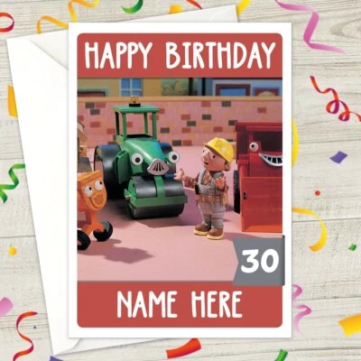 BOB THE BUILDER Personalised Birthday Card - personalised a5 dizzy roley muck - Image 1 of 2