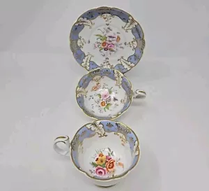 2/5254 by RIDGWAY c1810-50 Floral Pale Blue Gold Tea Cup, Coffee Cup, & Saucer - Picture 1 of 20