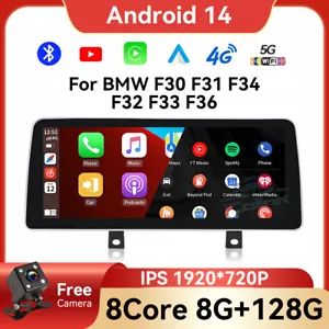 12.3" Screen For BMW 3 4 Series F30 F34 F32 F20 Carplay Android 14 GPS Navi CAM - Picture 1 of 14